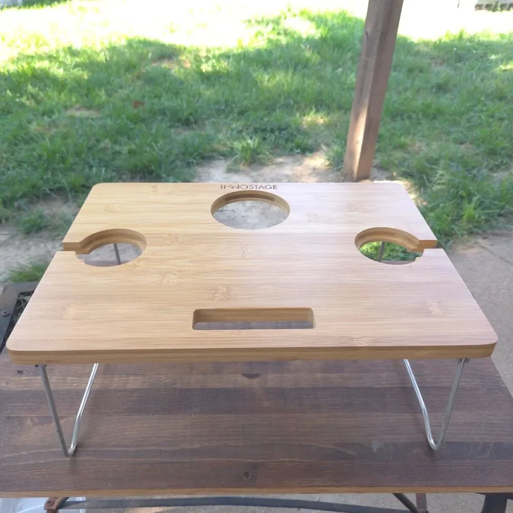 INNO STAGE Portable Bamboo Wine Table Folding Picnic Table New in Box